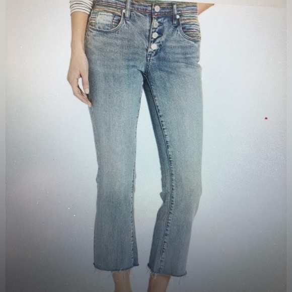 BLANKNYC STYLISH CROPPED EXPOSED BUTTONS RAINBOW WAIST BAND IN SIZE 25 - Picture 6 of 14